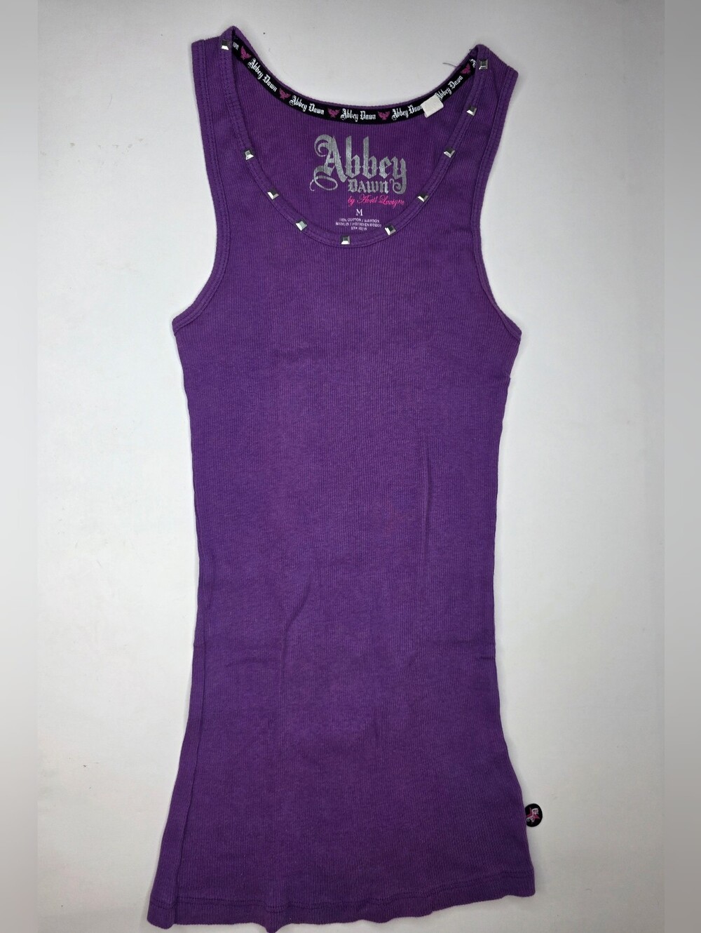 VTG Y2K Rare Abbey Dawn Avril Lavigne Purple Studded Ribbed Tank Top Medium